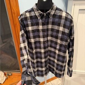 Faded Glory Navy and Black Plaid Shirt